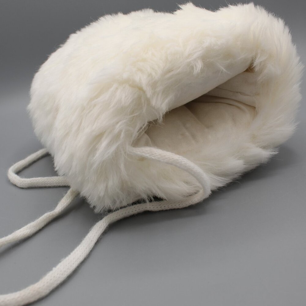 Girls White Fur Muff Hand Warmer Faux